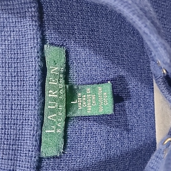 Lauren Ralph Lauren Preppy Sweater Stand Collar Cotton Sz L - Picture 9 of 11